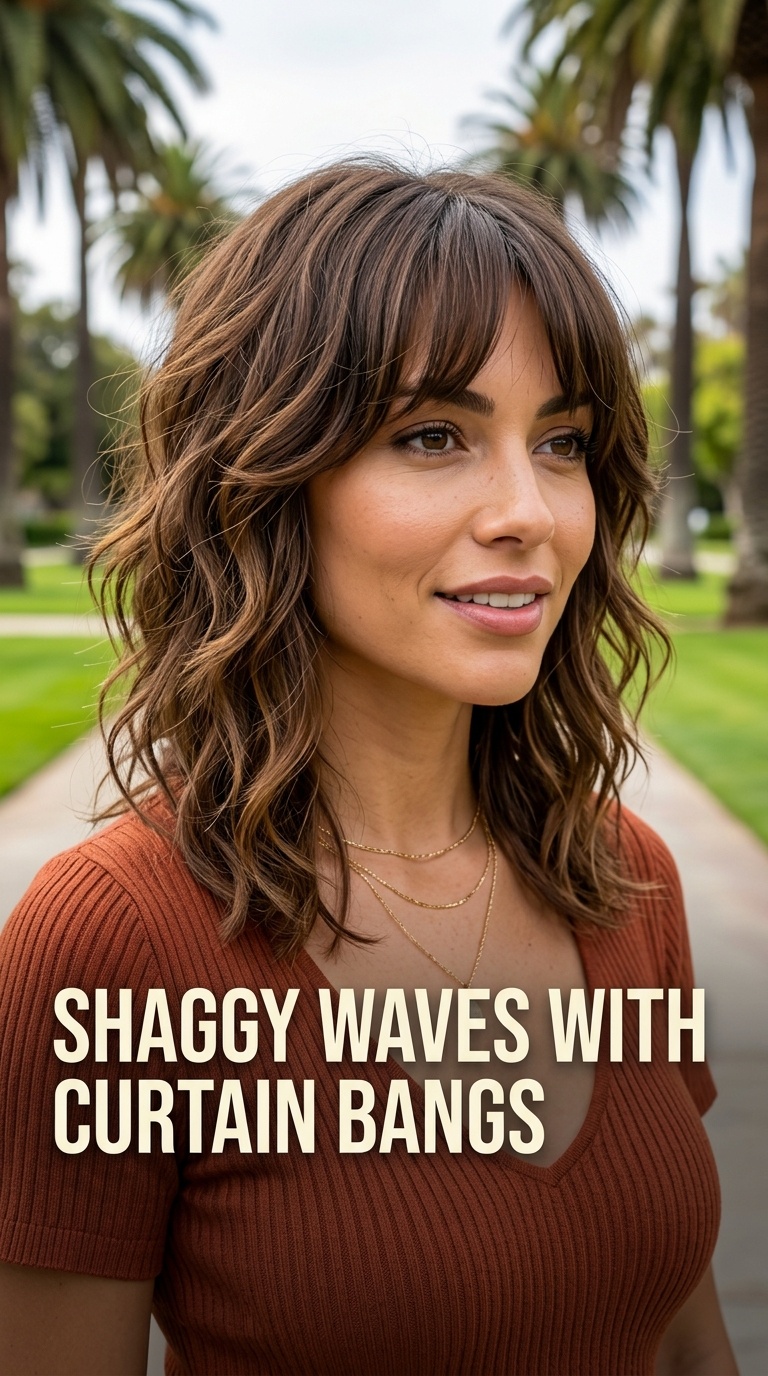 Shaggy Waves with Curtain Bangs