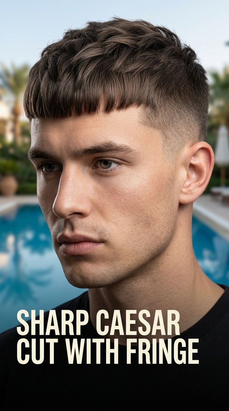 Sharp Caesar Cut with Fringe