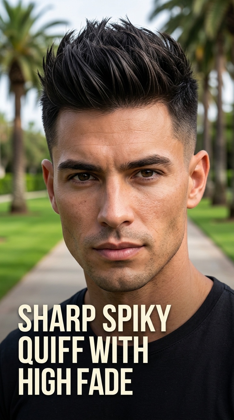 Sharp Spiky Quiff with High Fade