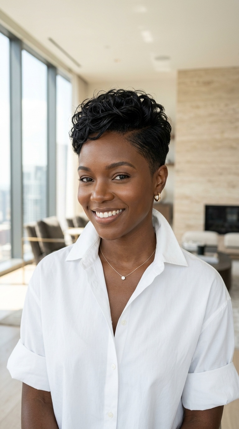 Shaved Side Pixie Black Women