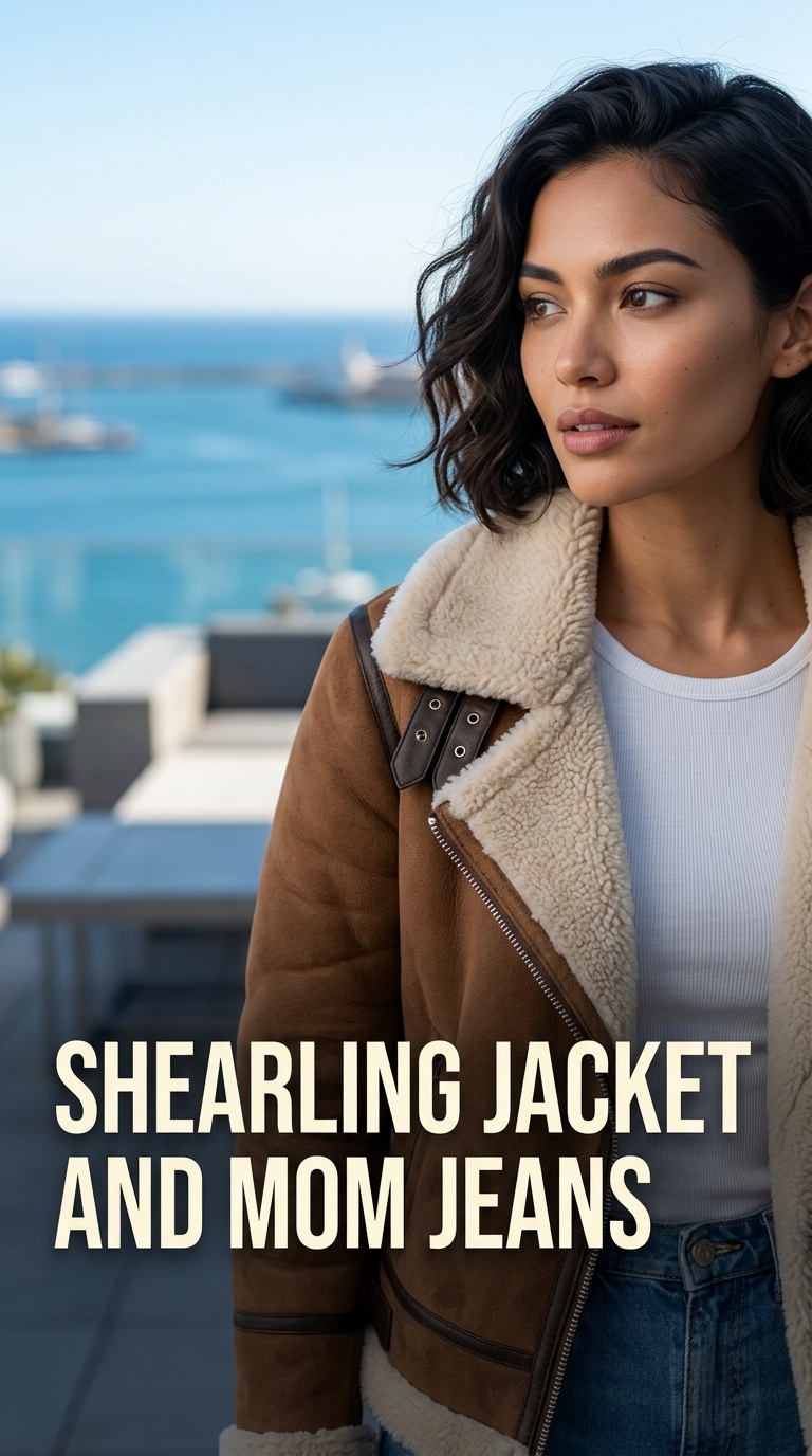 Shearling Jacket and Mom Jeans