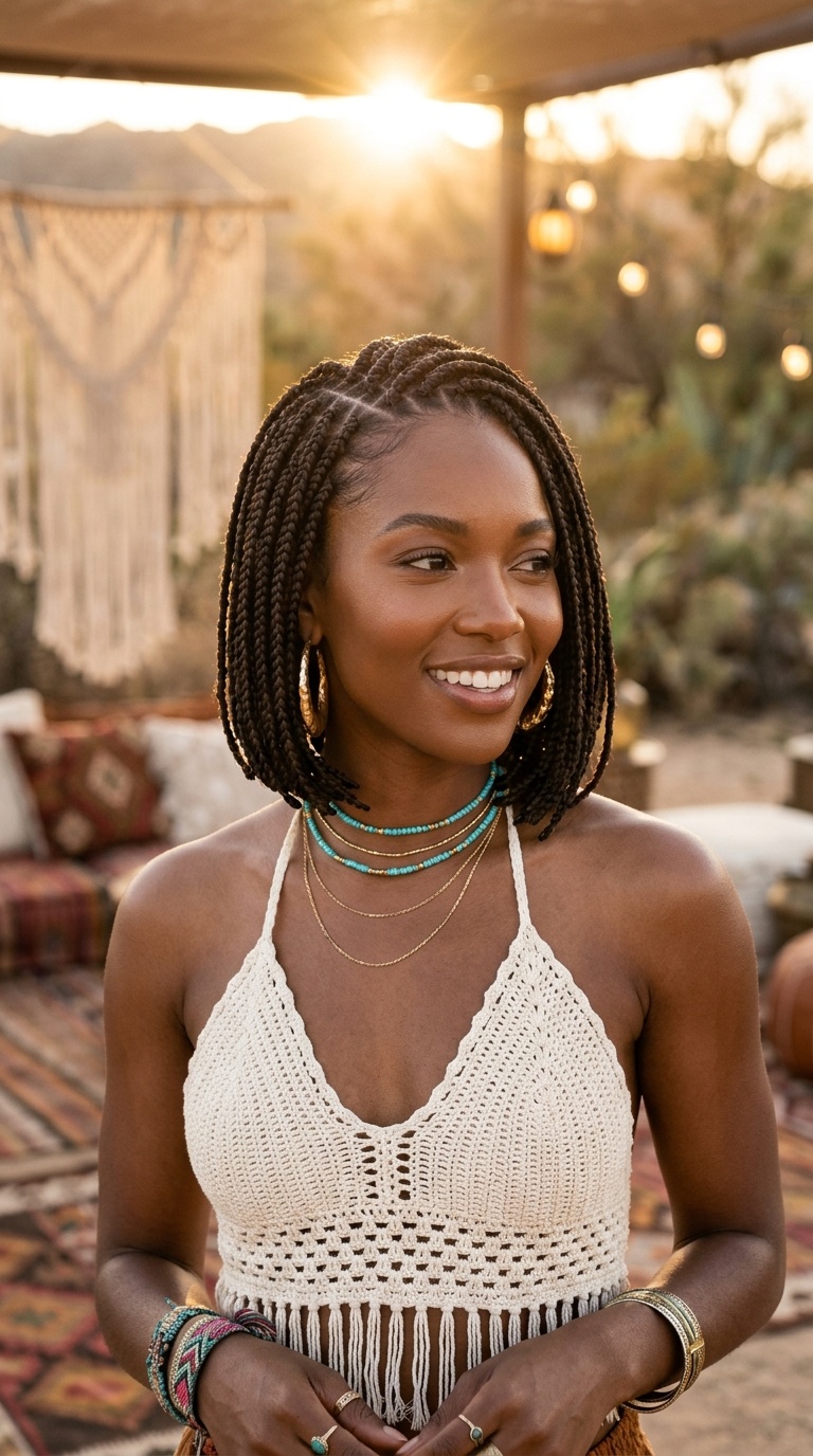 Short Boho Bob Braids Style