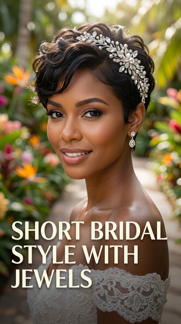 Short Bridal Style with Jewels