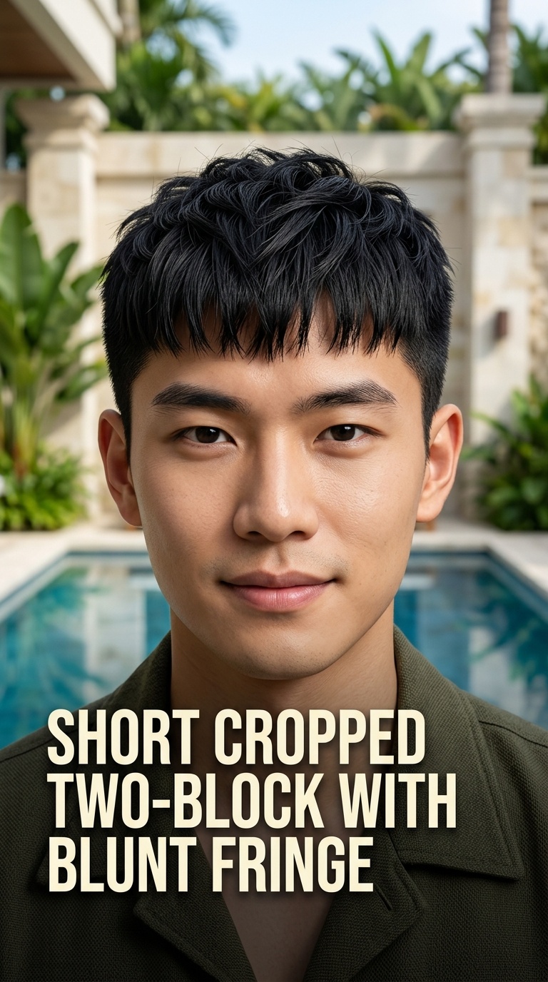 Short Cropped Two-Block with Blunt Fringe