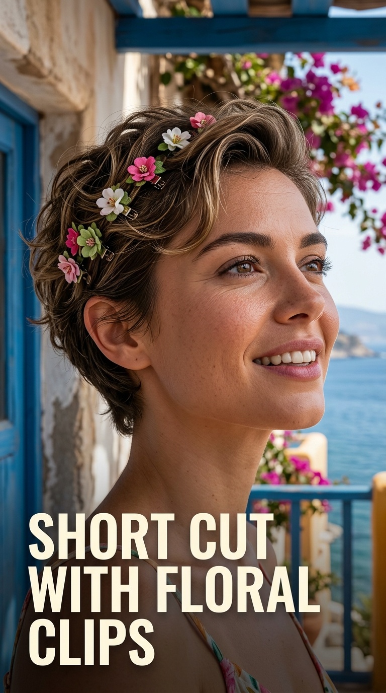Short Cut with Floral Clips