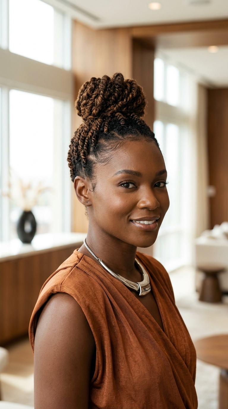 Short Natural Hair Top Knot