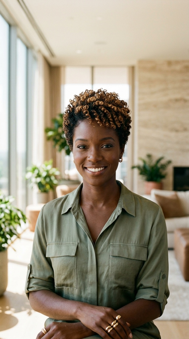 Short Natural Hair With Color