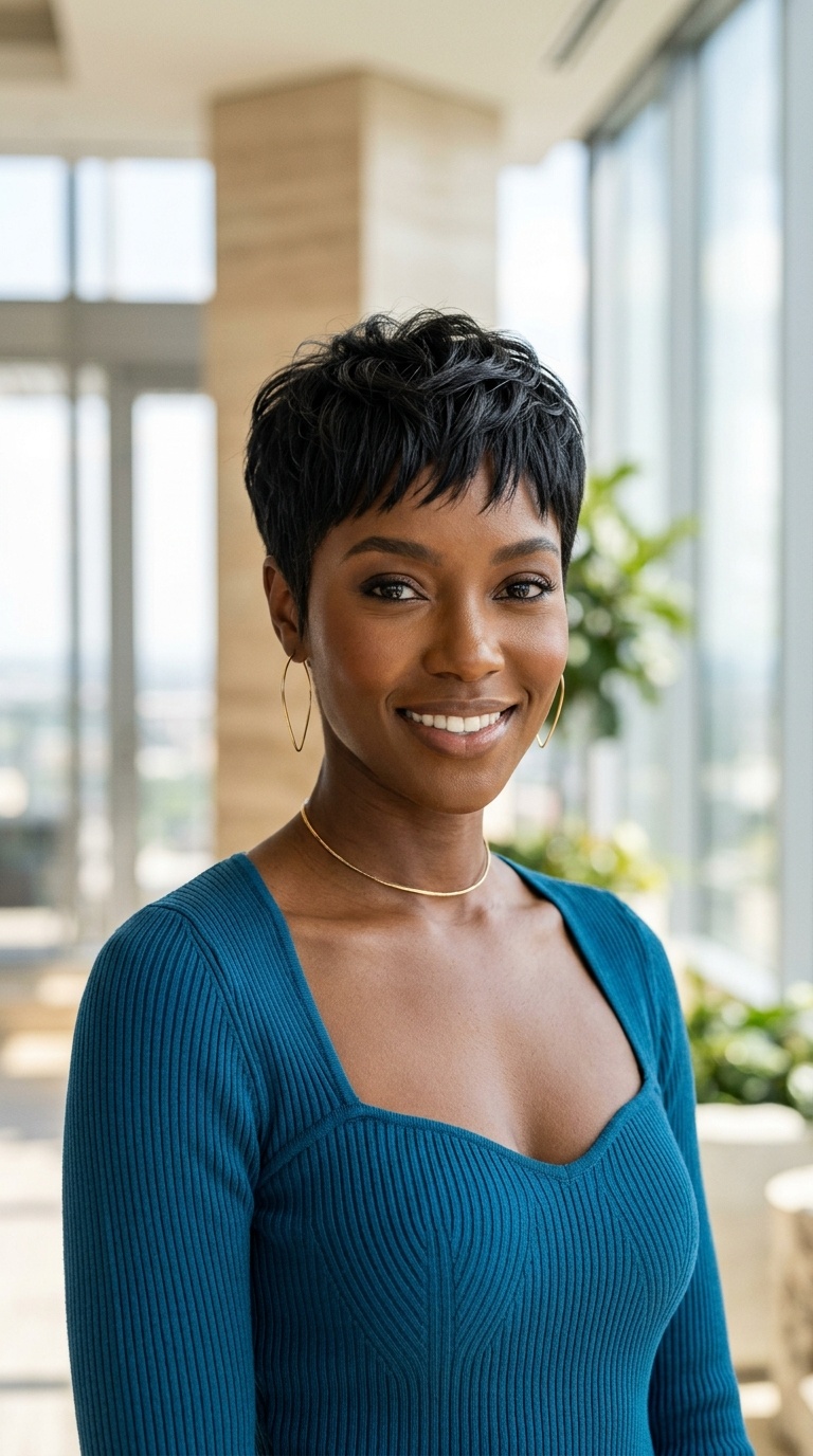 Short Pixie Bangs Black Women