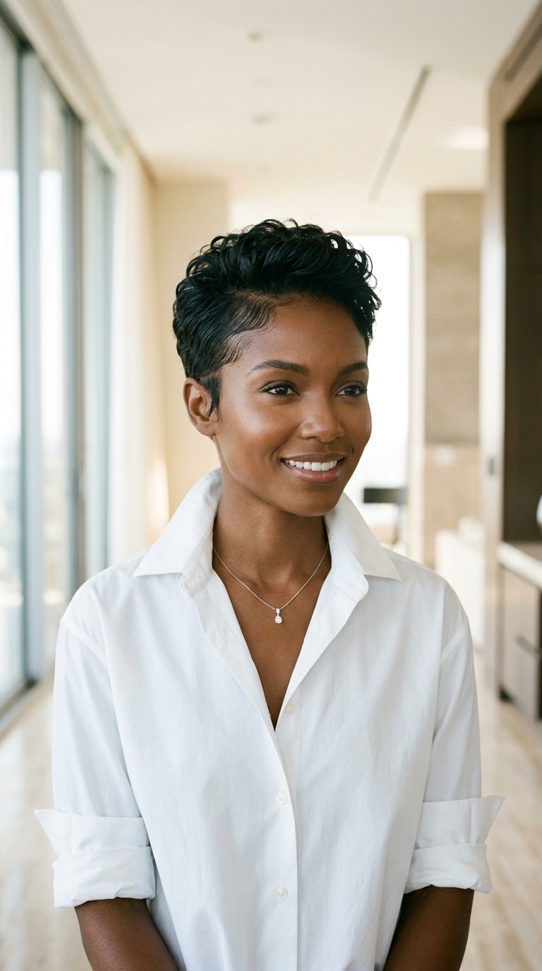 Short Pixie Cut With Baby Hair