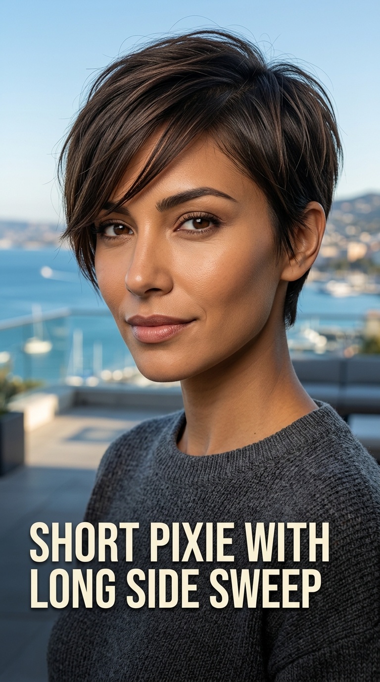 Short Pixie with Long Side Sweep