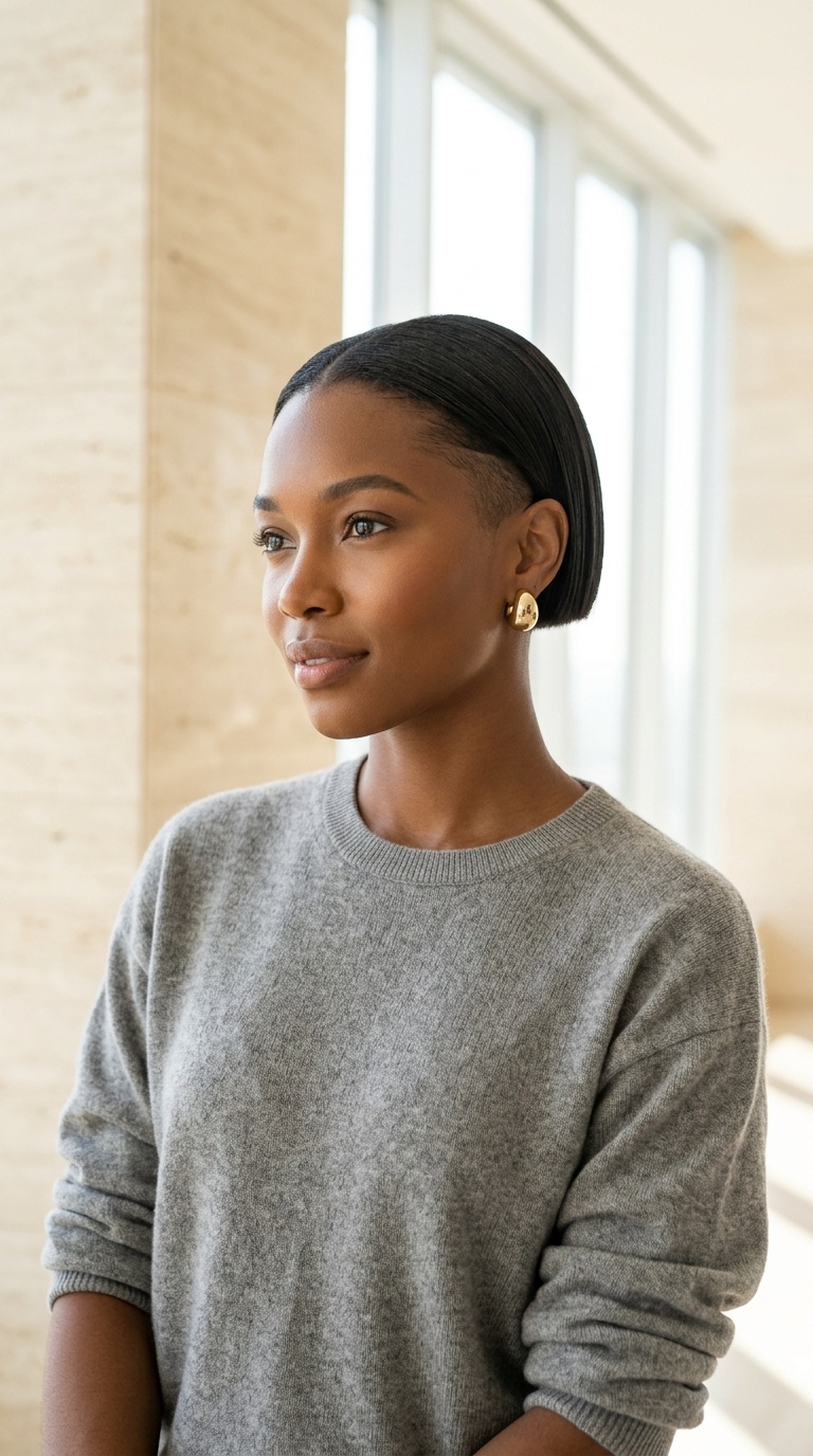 Short Straight Hair With Shaved Sides