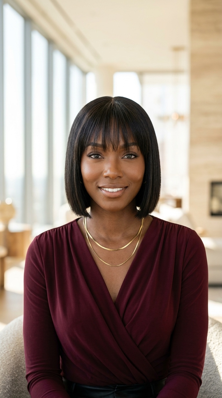 Short Straight Hair With Wispy Bangs