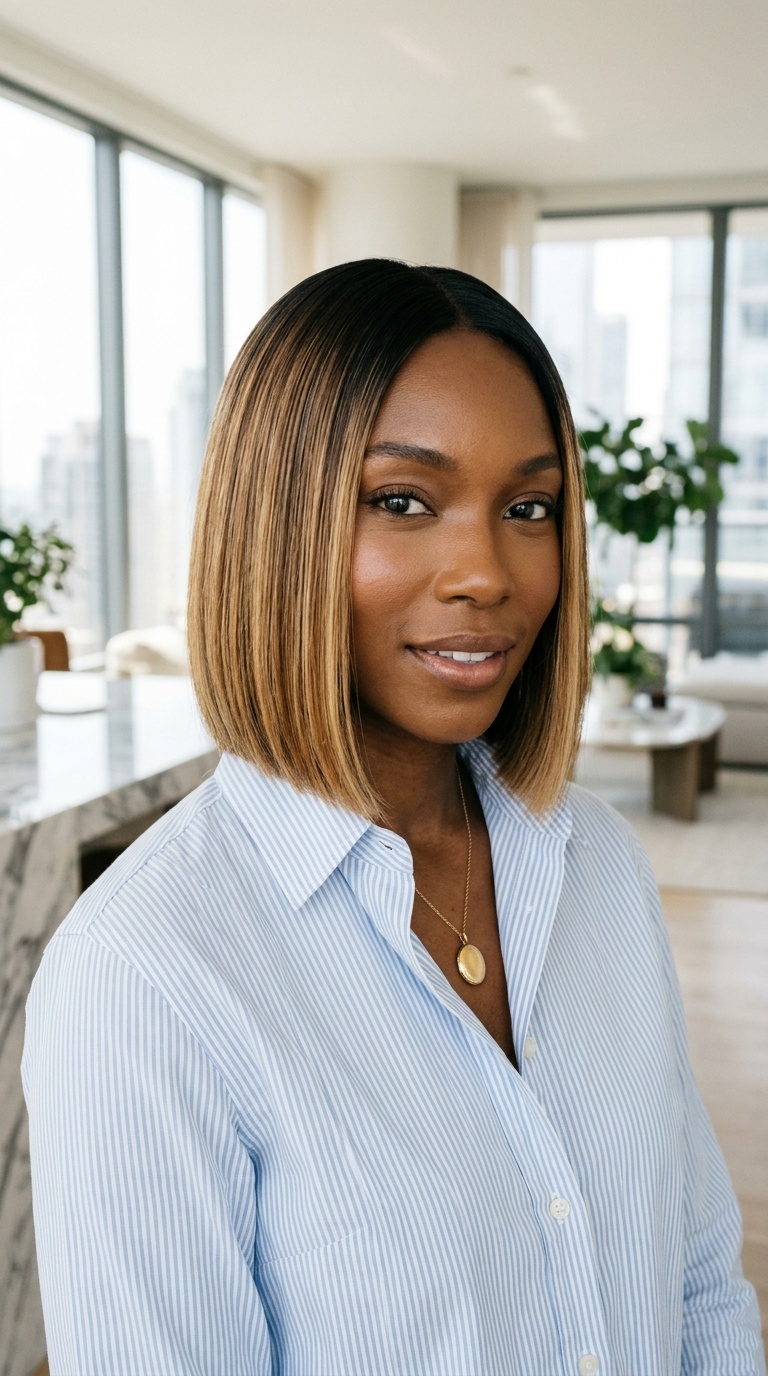 Short Straight Ombre Hairstyles Black Women