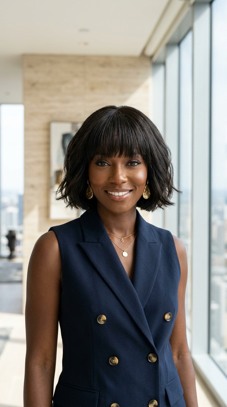 Short Weave Bob With Bangs