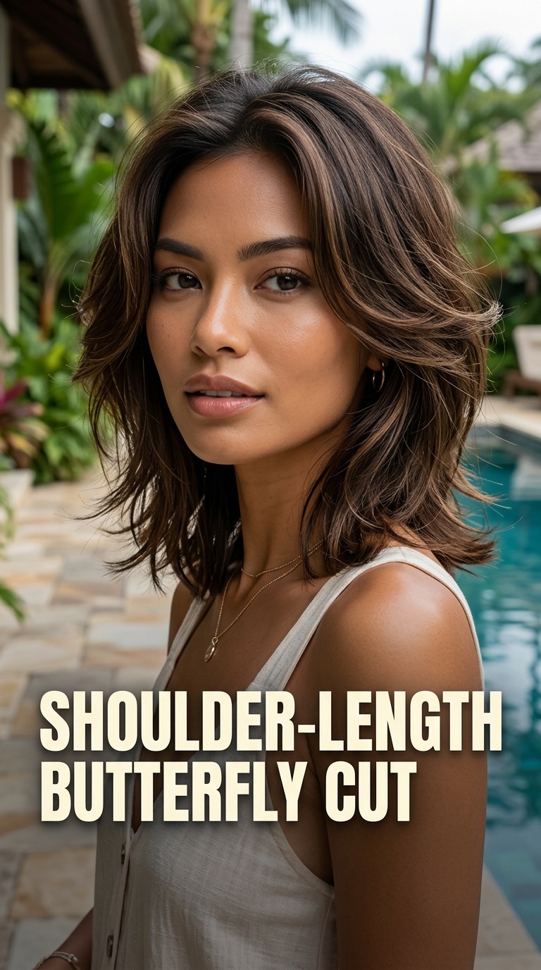 Shoulder-Length Butterfly Cut