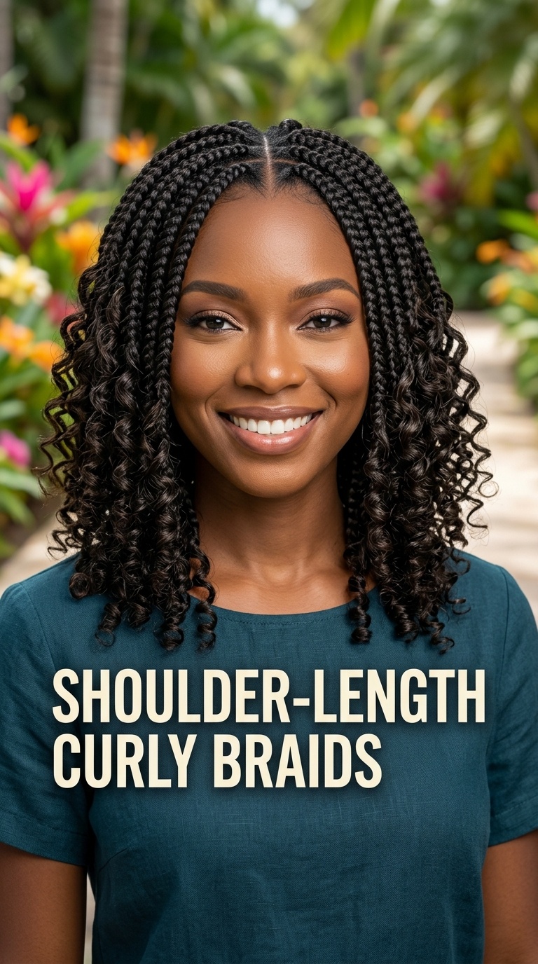 Shoulder-Length Curly Braids