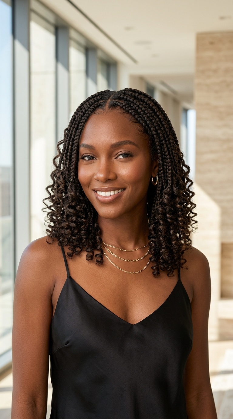 Shoulder Length French Curl Braids