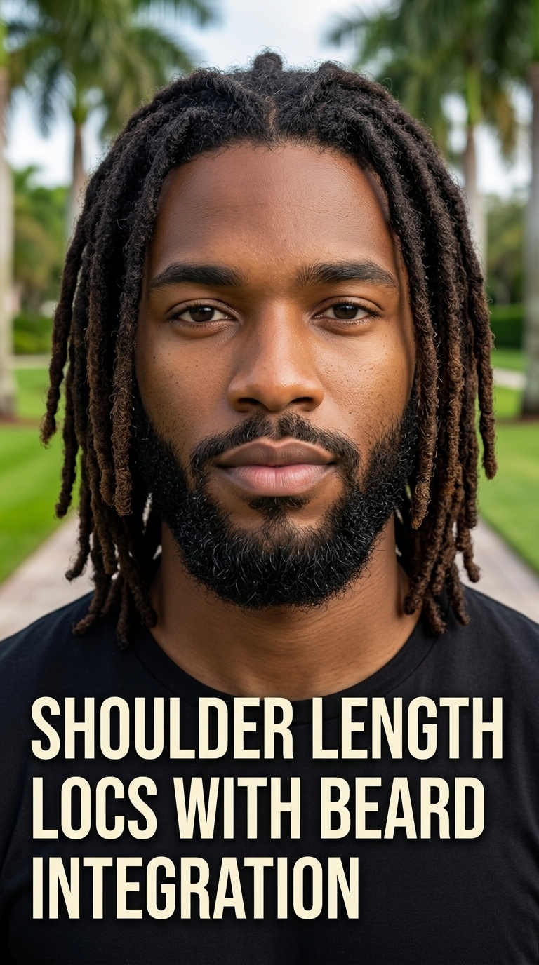 Shoulder Length Locs with Beard Integration