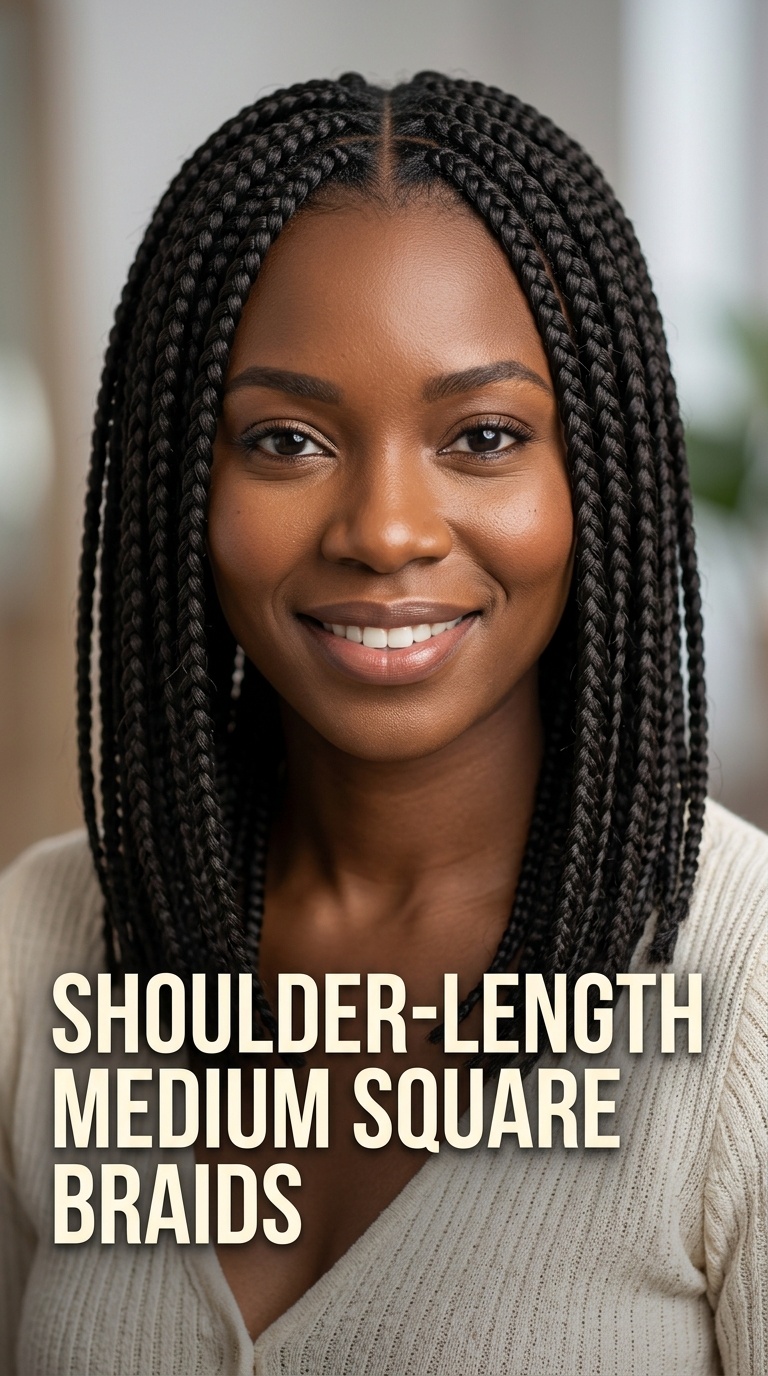 Shoulder-Length Medium Square Braids