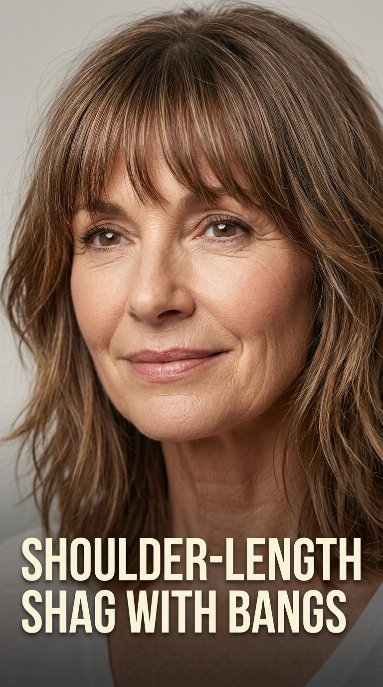 Shoulder-Length Shag with Bangs