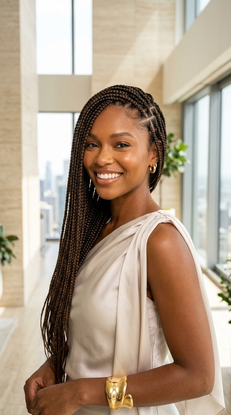 Side Box Braids For Women
