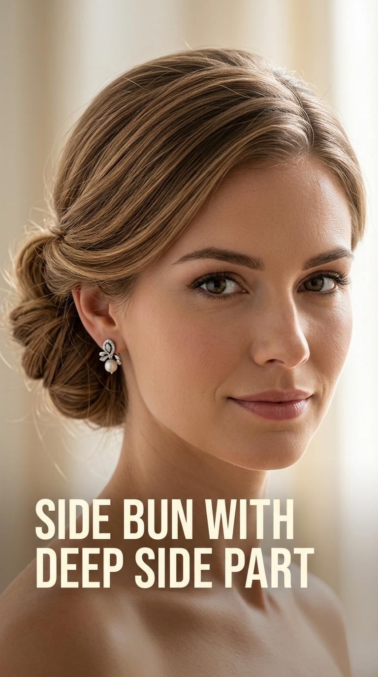 Side Bun with Deep Side Part