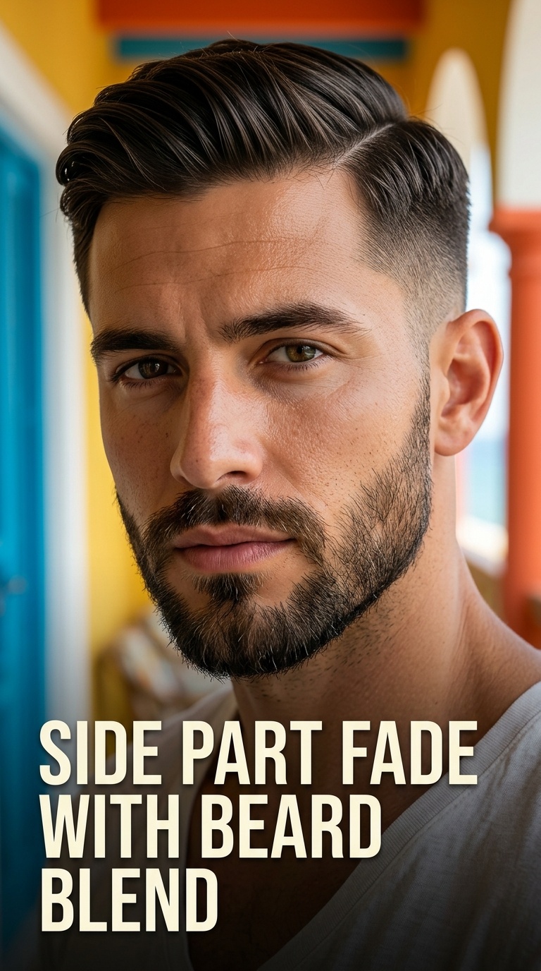 Side Part Fade with Beard Blend