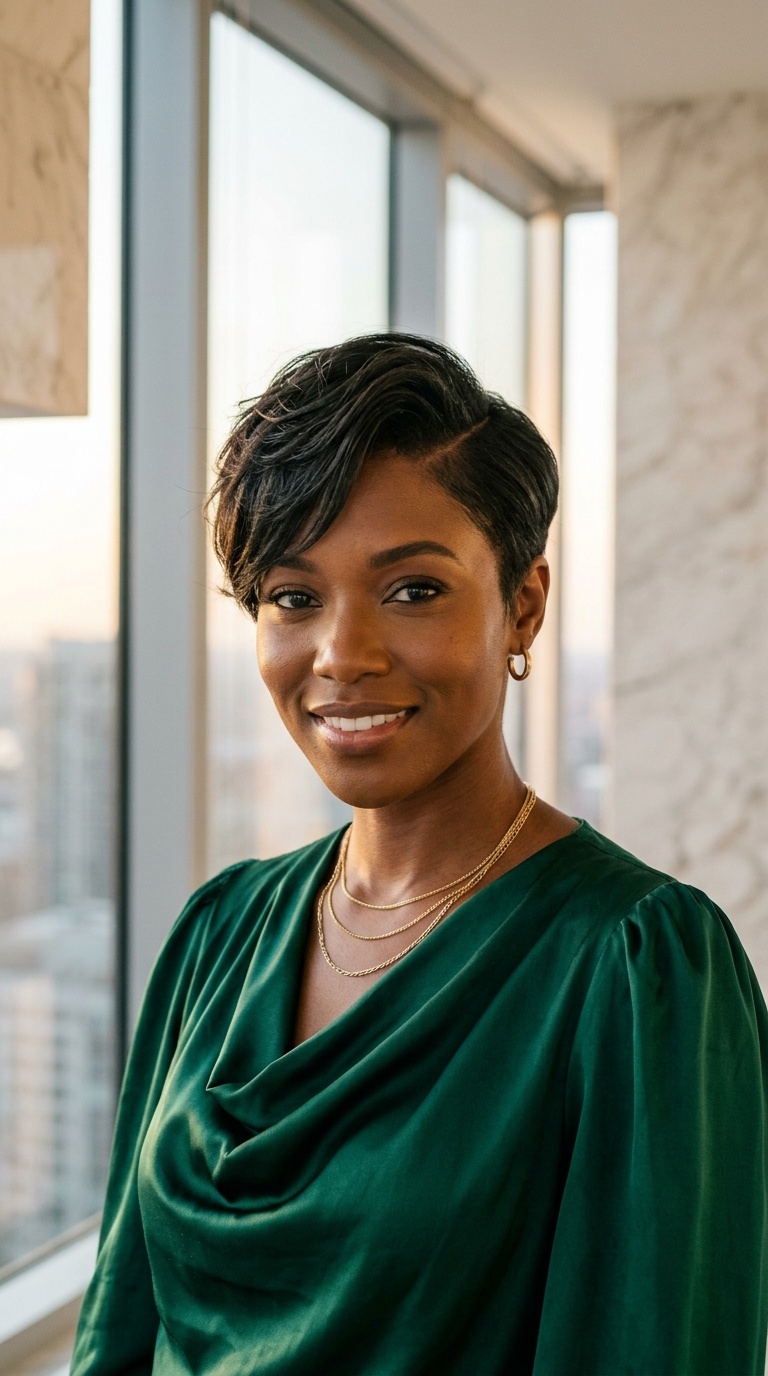 Side Part Pixie Cut Black Women