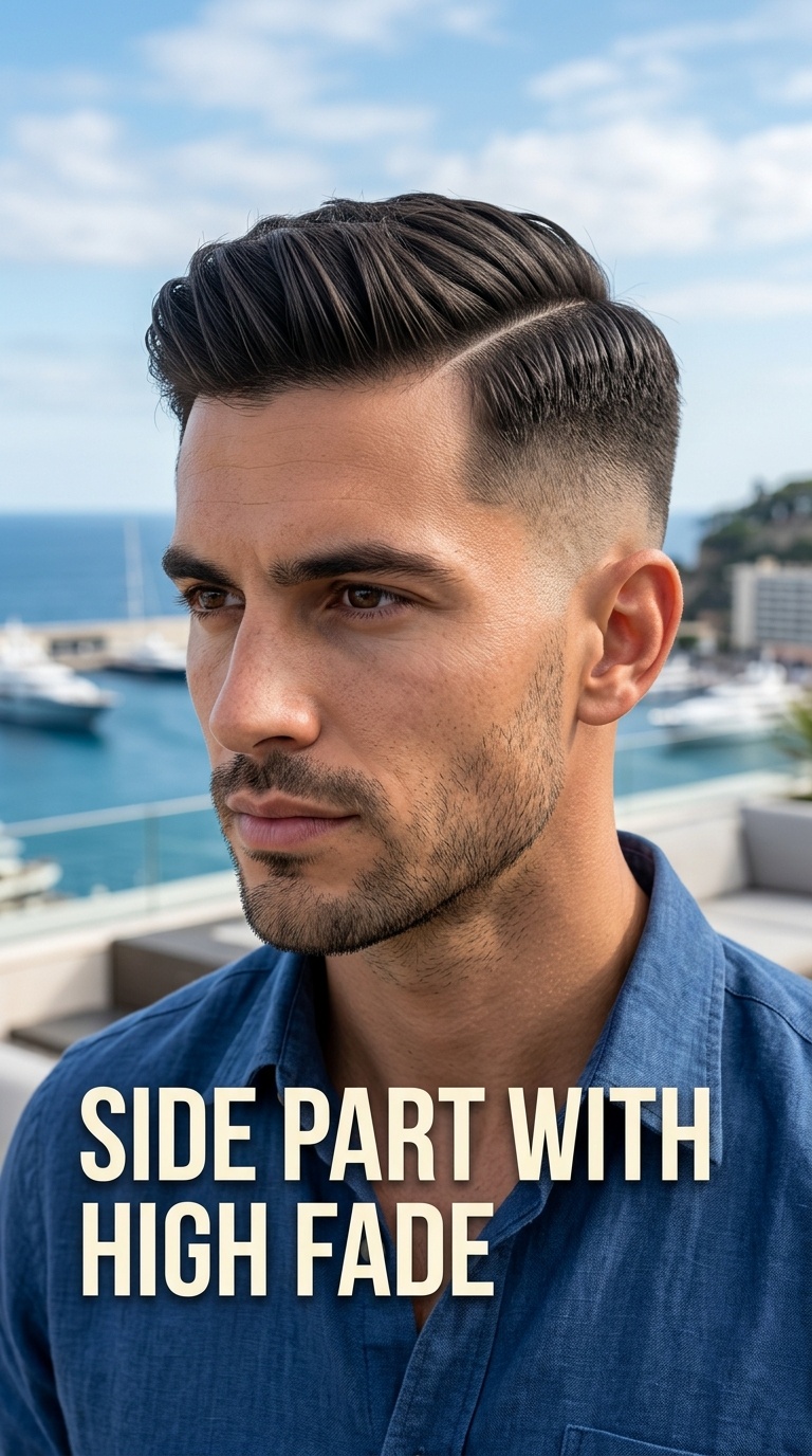 Side Part with High Fade