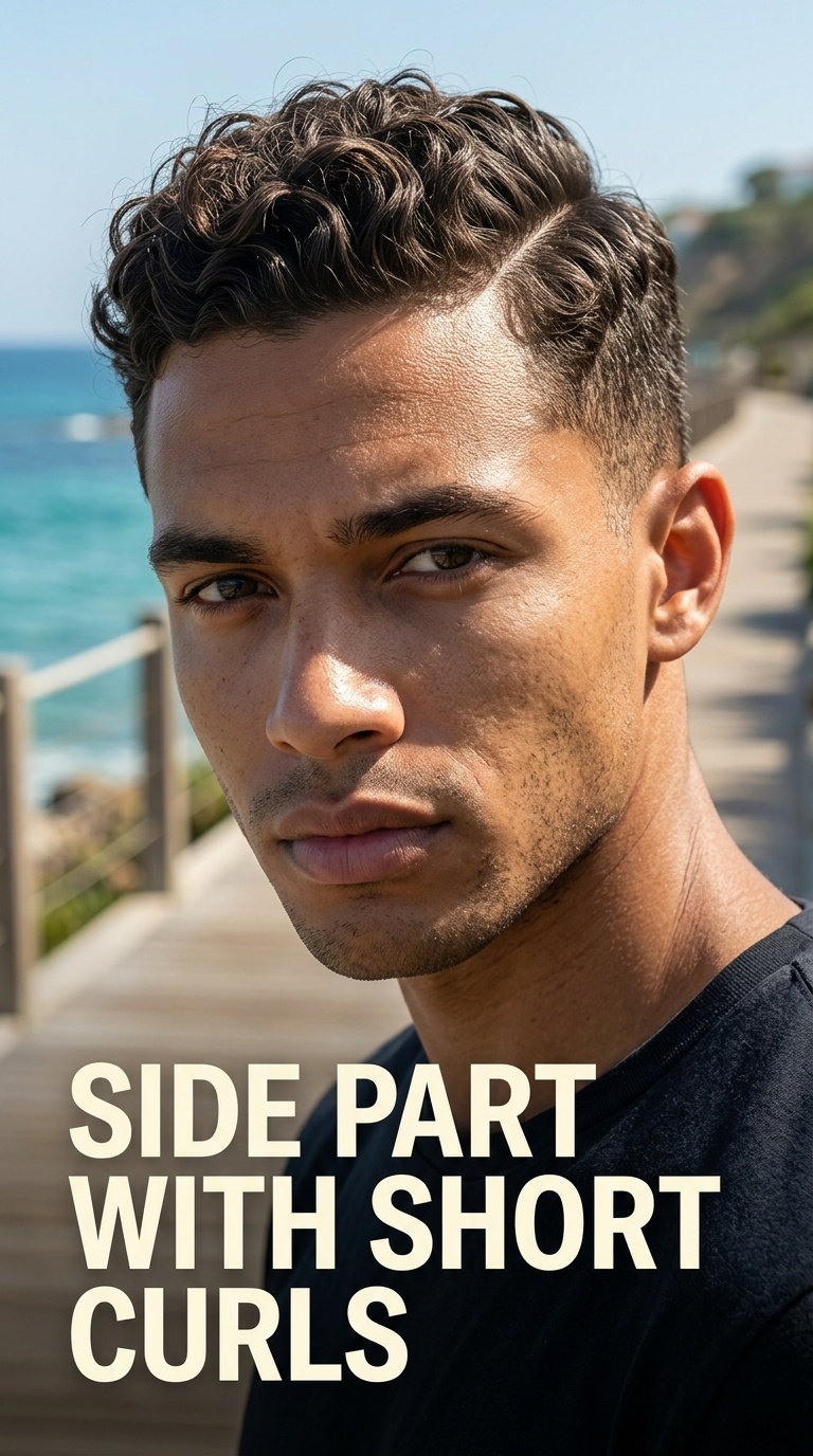 Side Part with Short Curls