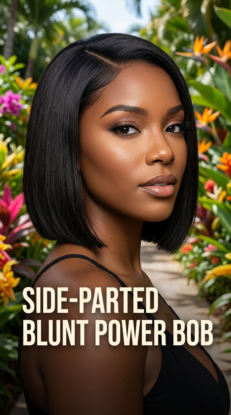 Side-Parted Blunt Power Bob