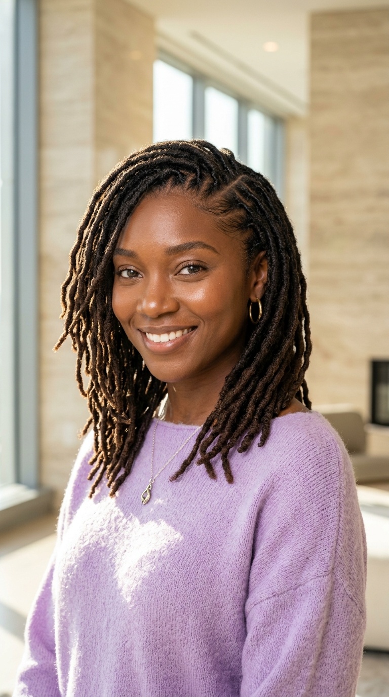 Side Parted Loc Styles