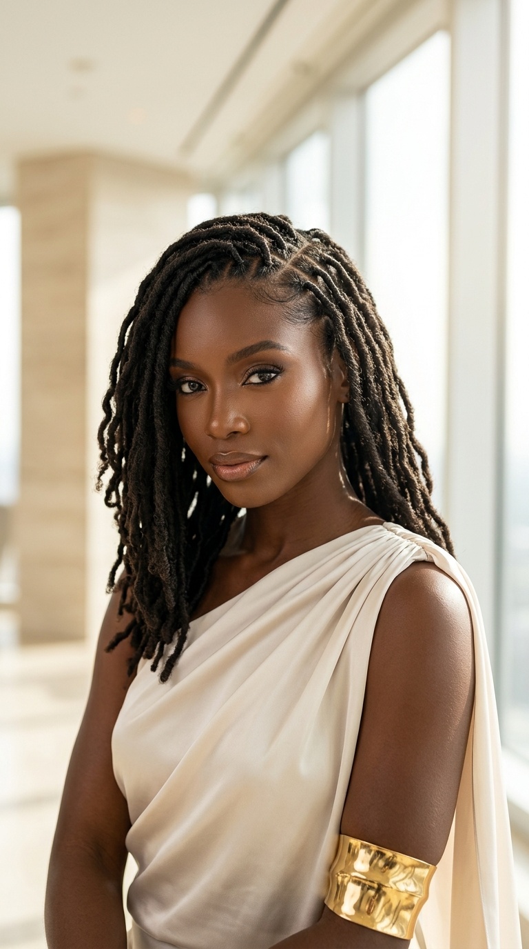 Side Parted Locs For Black Women
