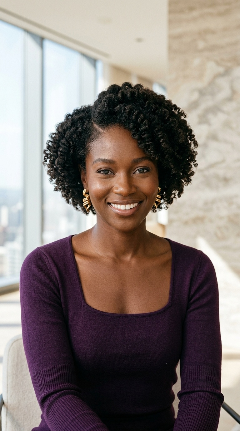 Side Parted Short Natural Hair