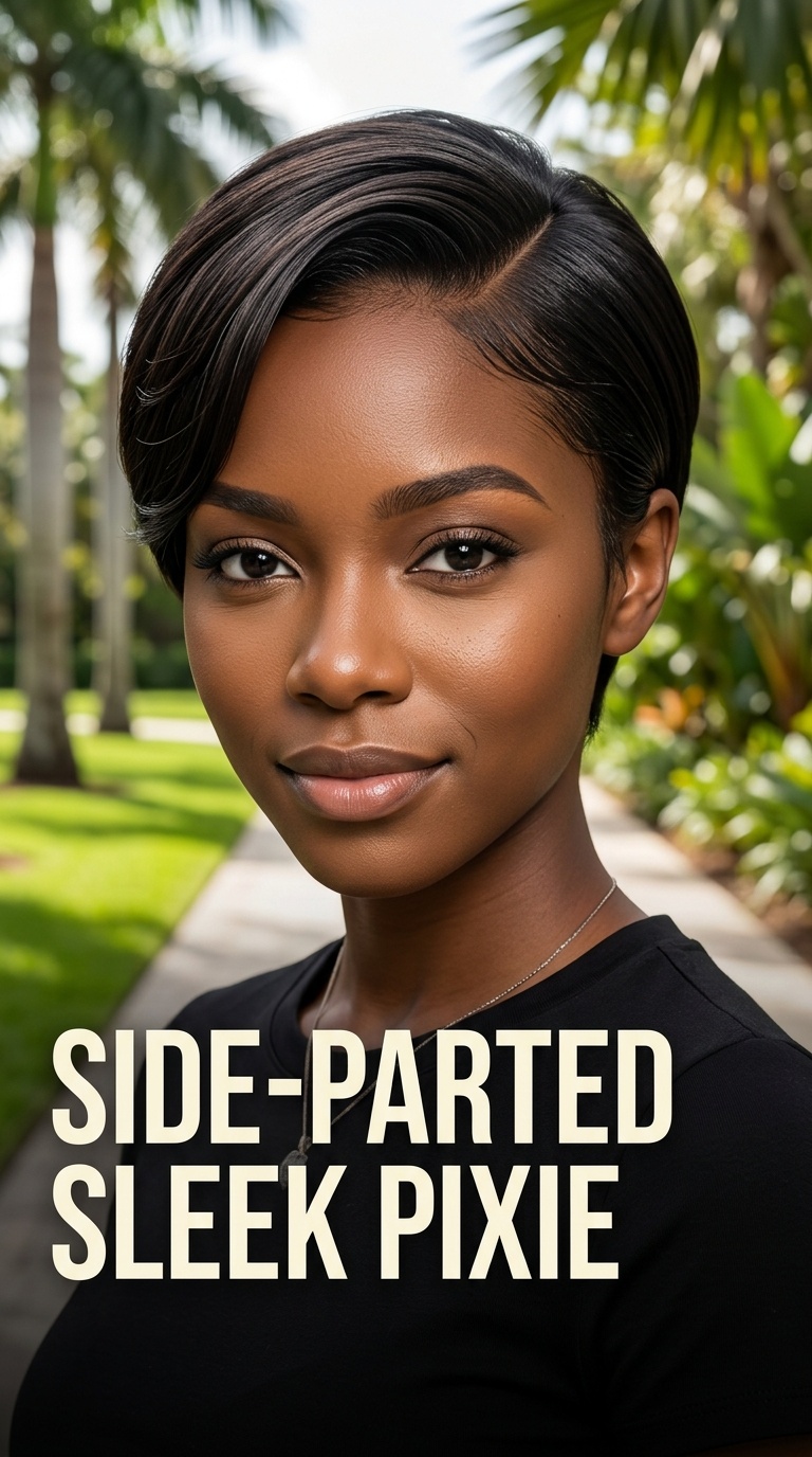 Side-Parted Sleek Pixie