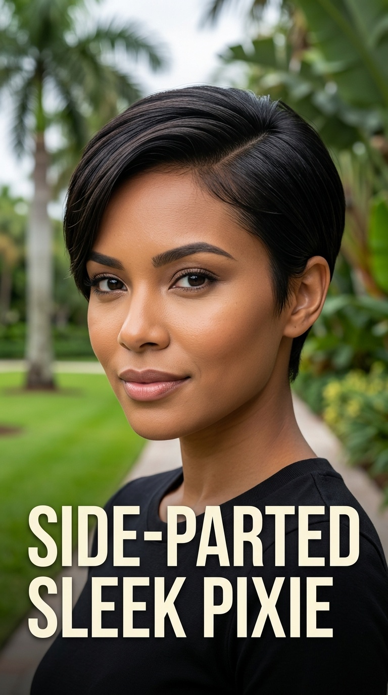 Side-Parted Sleek Pixie