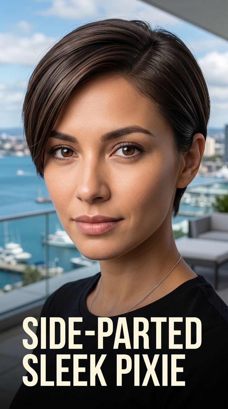 Side-Parted Sleek Pixie