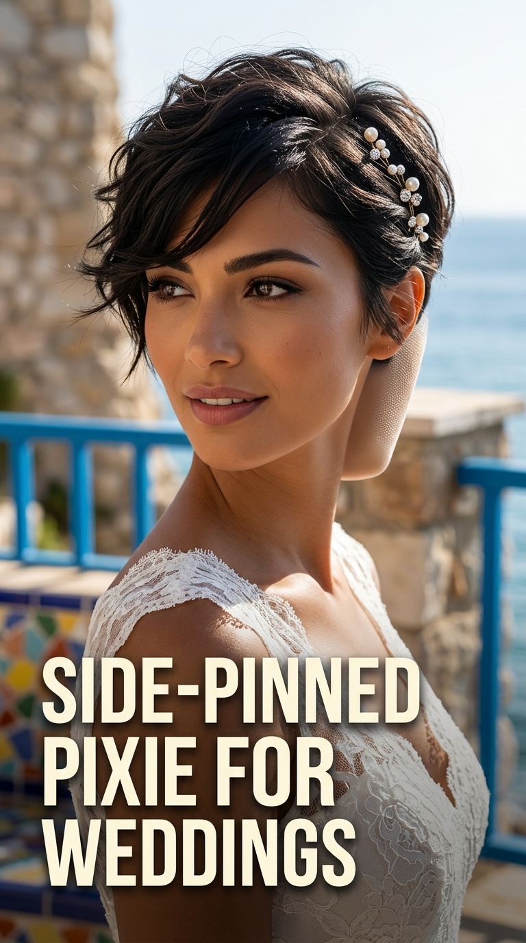 Side-Pinned Pixie for Weddings