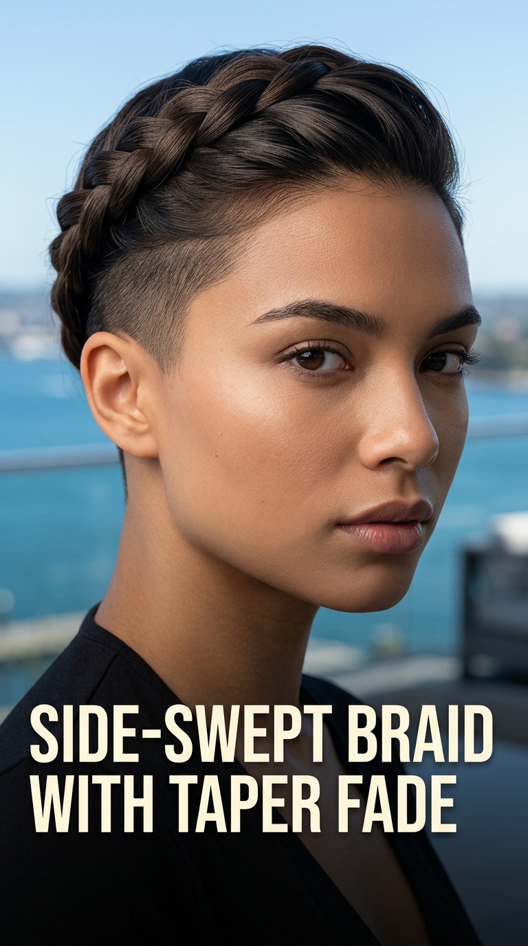 Side-Swept Braid with Taper Fade