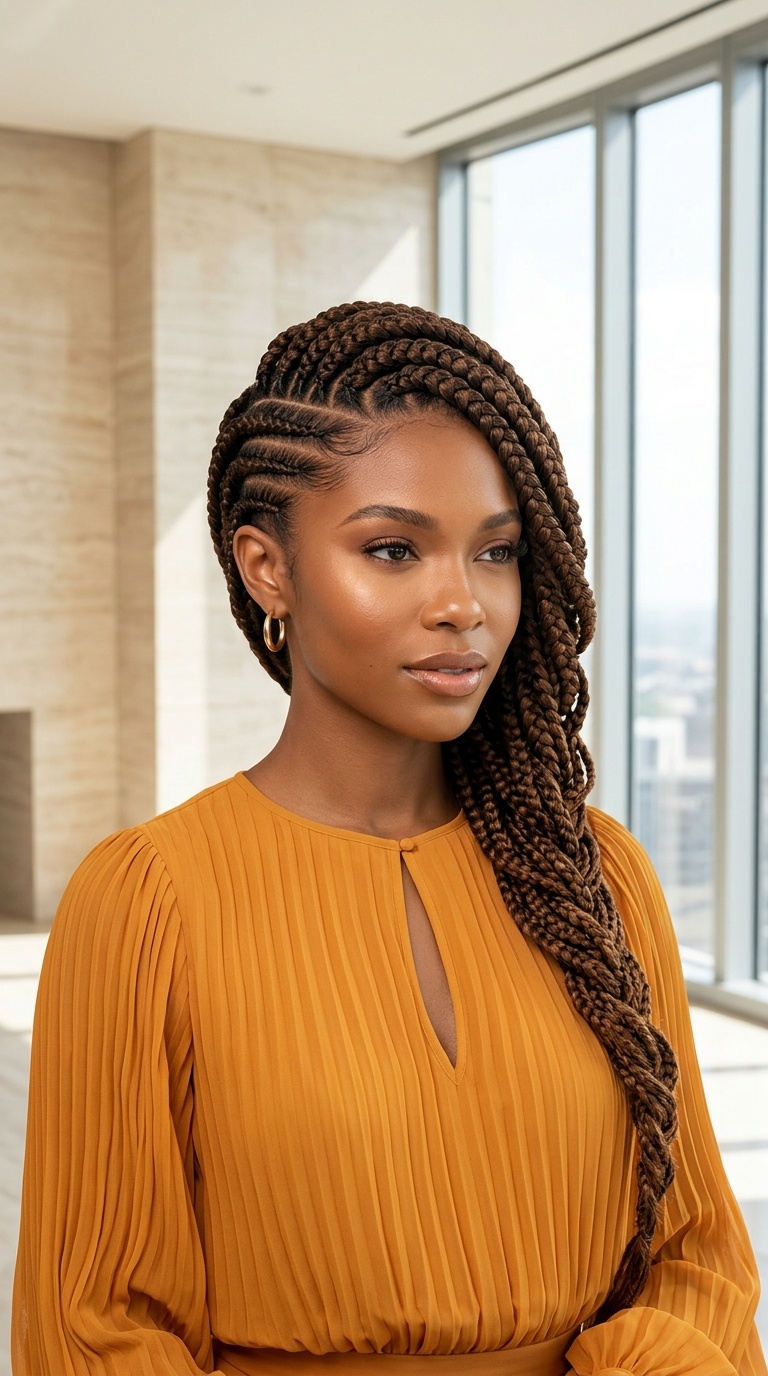 Side Swept Braided Updo Style