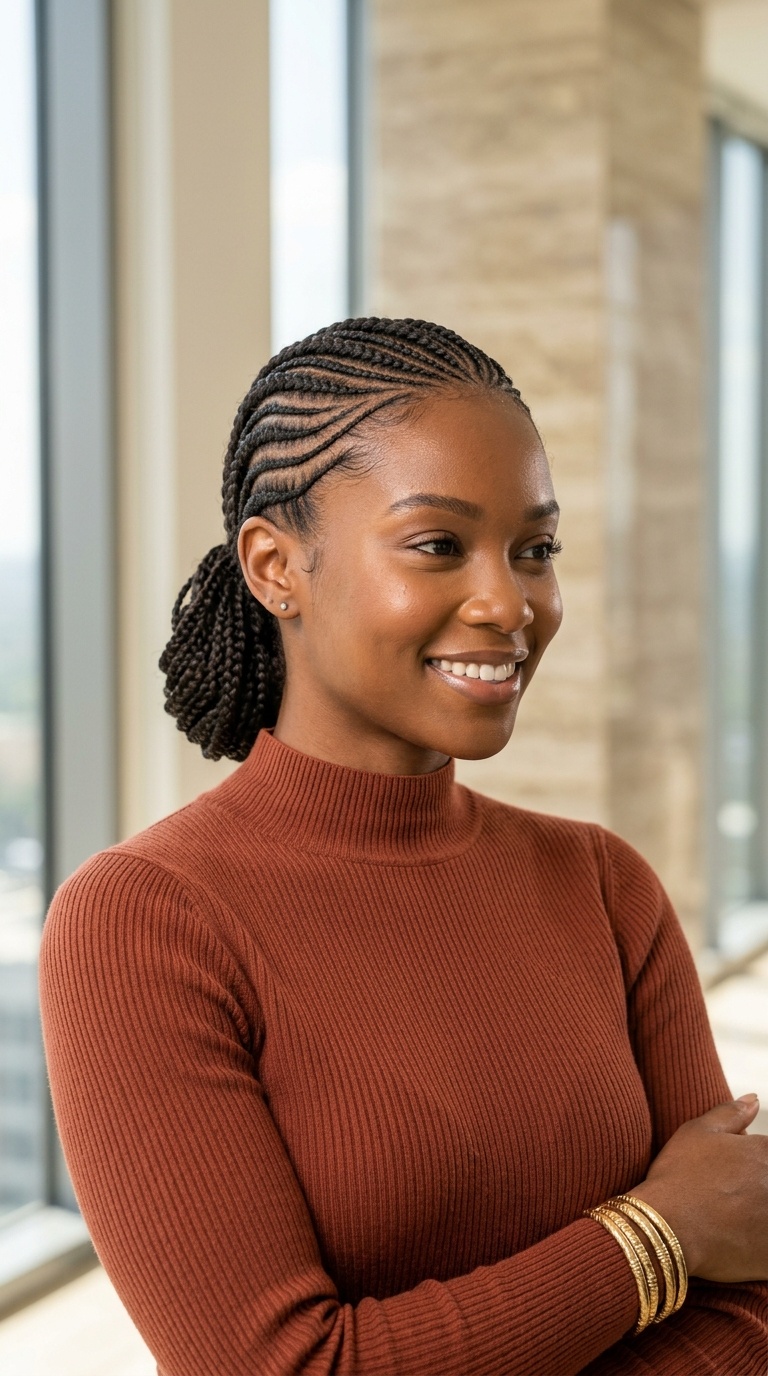Side Swept Cornrow Braids Pattern