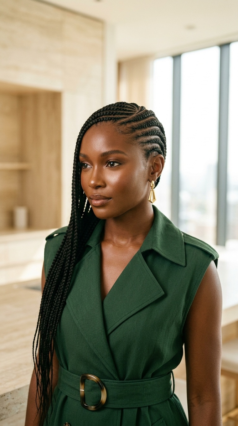 Side Swept Cornrow Hairstyles