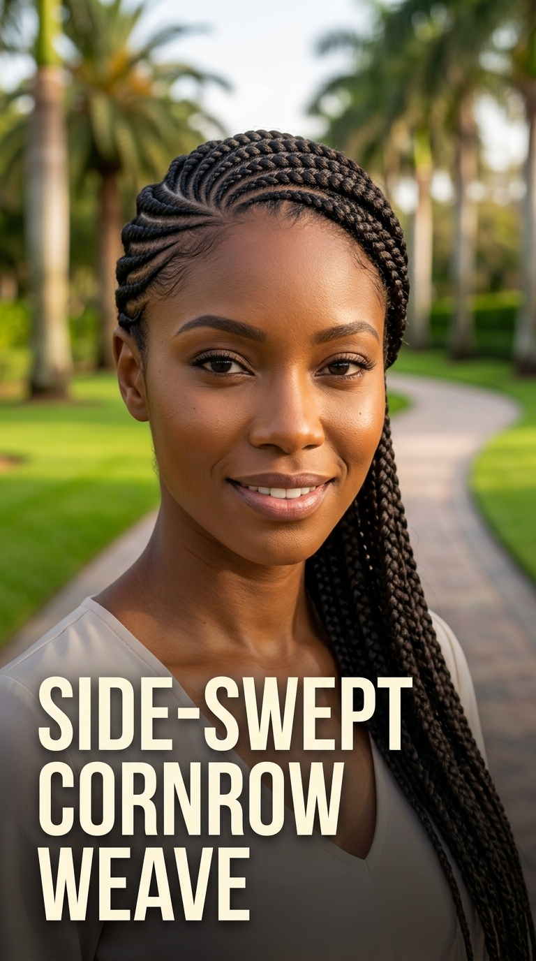 Side-Swept Cornrow Weave