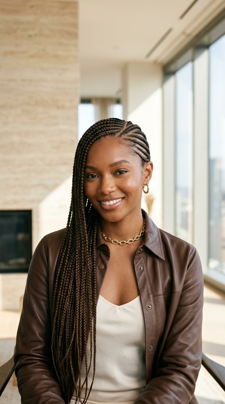 Side Swept Cornrows Braids