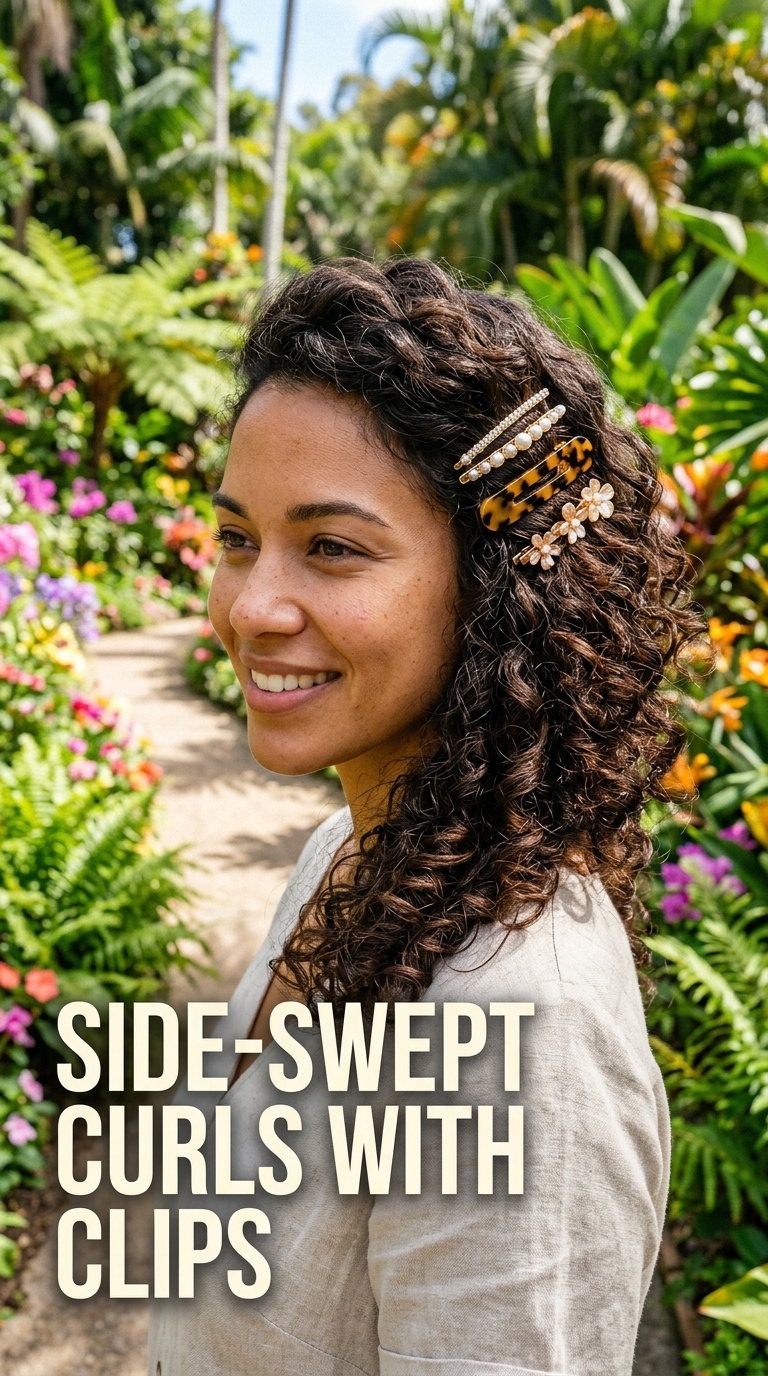 Side-Swept Curls with Clips