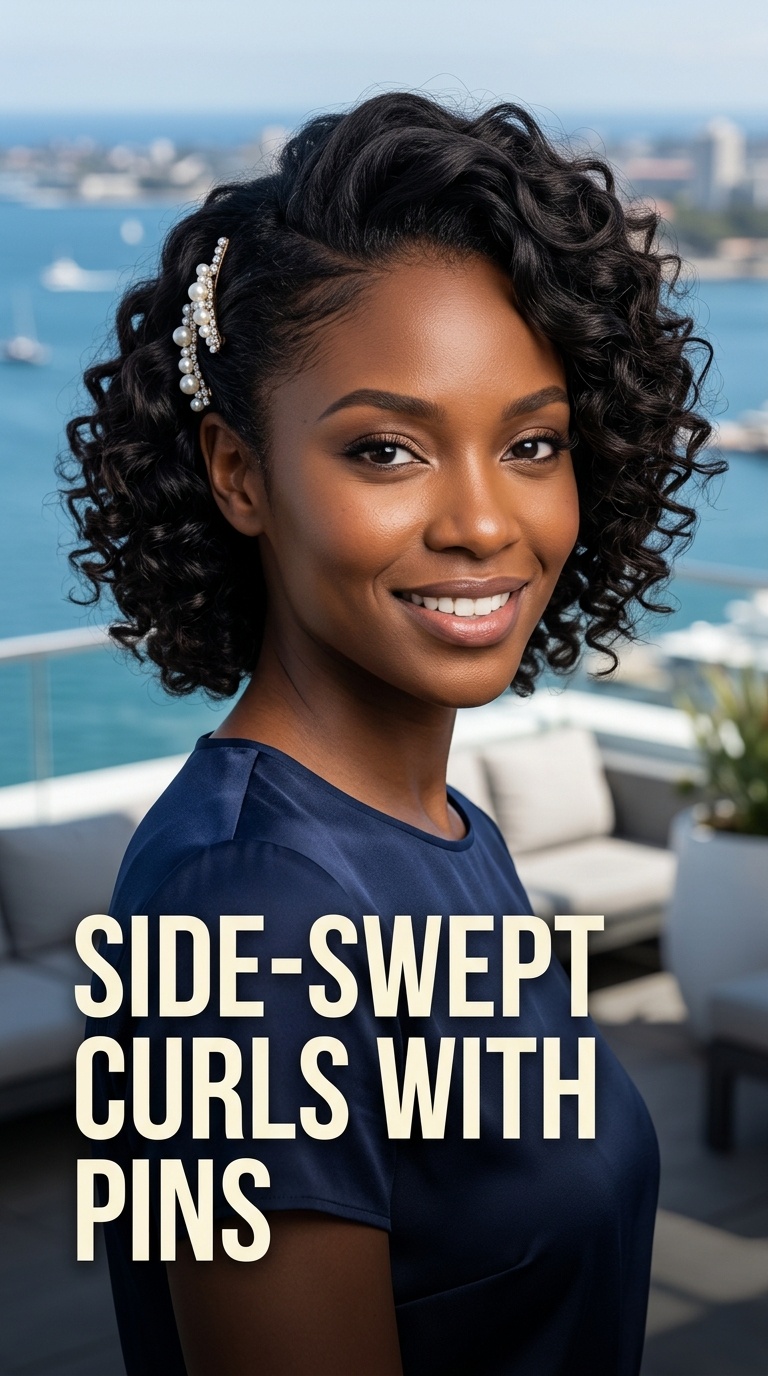Side-Swept Curls with Pins