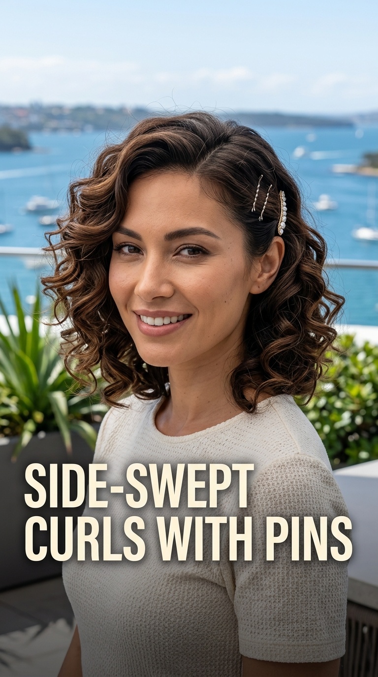 Side-Swept Curls with Pins