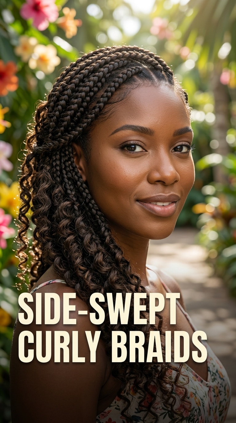 Side-Swept Curly Braids