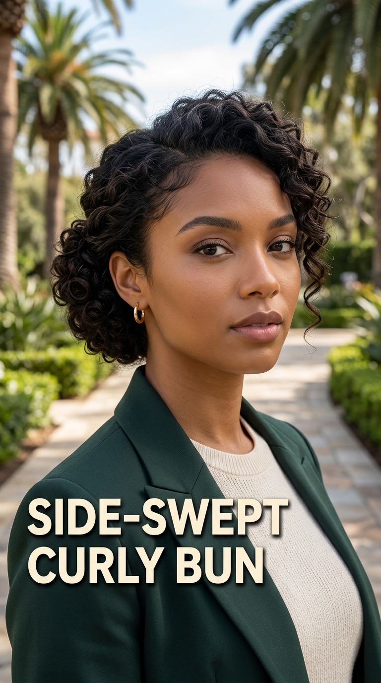 Side-Swept Curly Bun