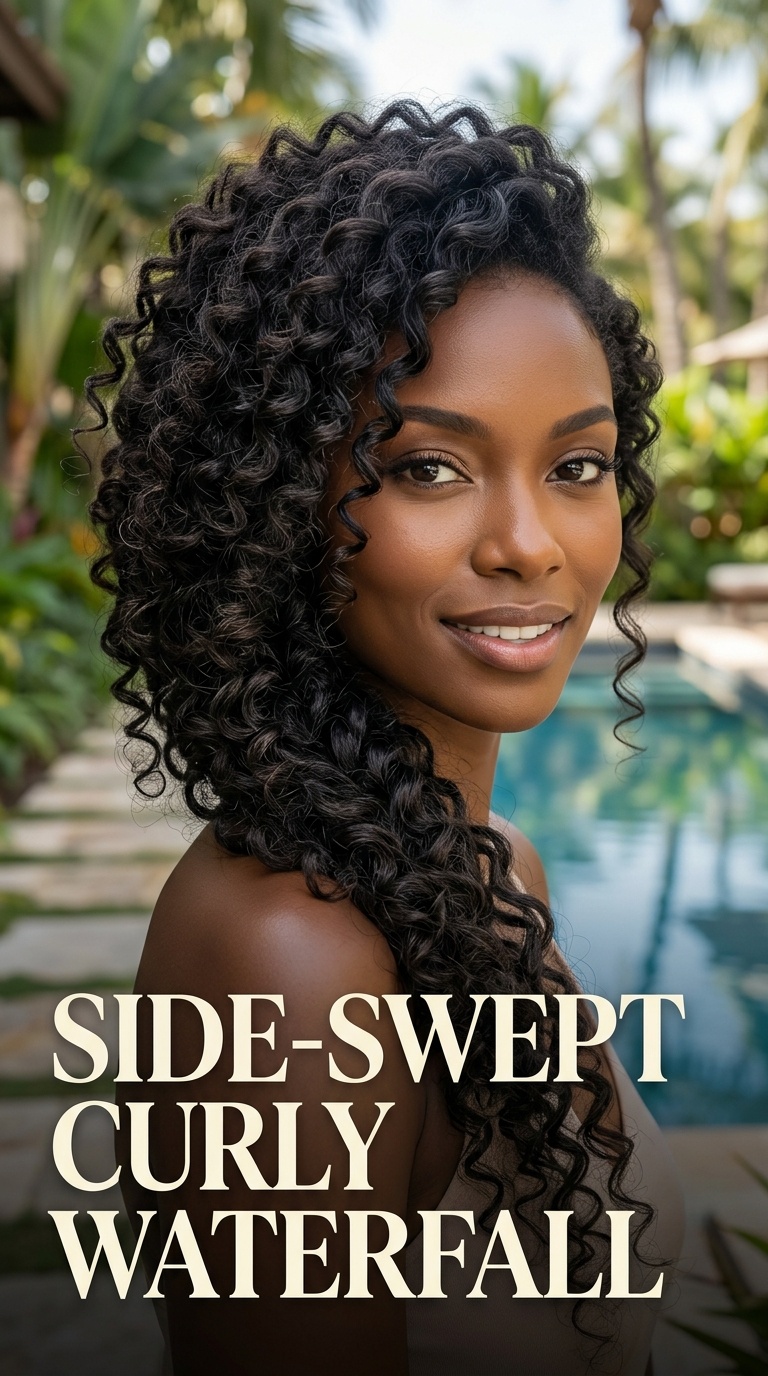 Side-Swept Curly Waterfall